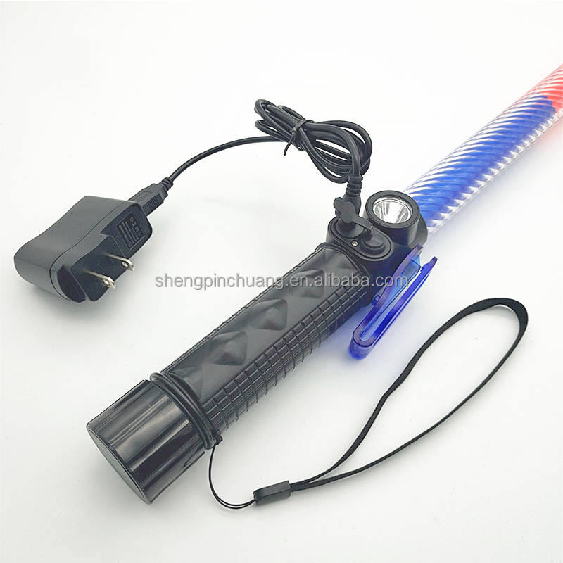 Heavy duty magnetic whistle led Red blue warning traffic signal light stick self defense emergency public security strobe baton