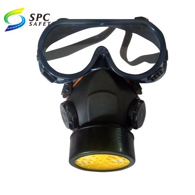 Spray paint polishing industry single activated carbon filter safety protective half face gas mask respirator with goggles