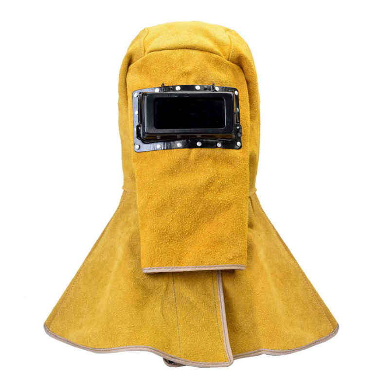 Explosion-proof flame retardant head protective gear welder helmet face shield cowhide leather welding mask hoods