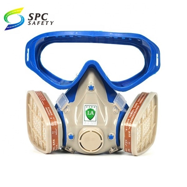 Spray paint polishing industry single activated carbon filter safety protective half face gas mask respirator with goggles