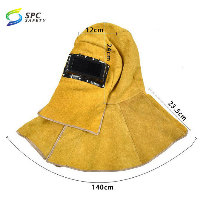 Explosion-proof flame retardant head protective gear welder helmet face shield cowhide leather welding mask hoods