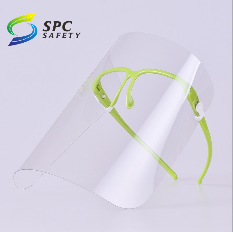 Women Men industrial daily anti splash plastic transparent safety face protection guard visor face shield with Glasses frame