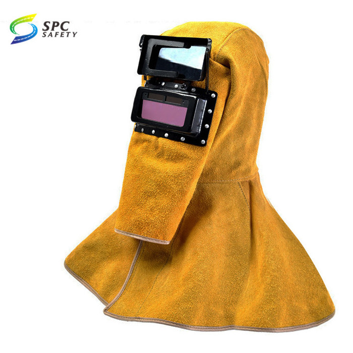 Explosion-proof flame retardant head protective gear welder helmet face shield cowhide leather welding mask hoods