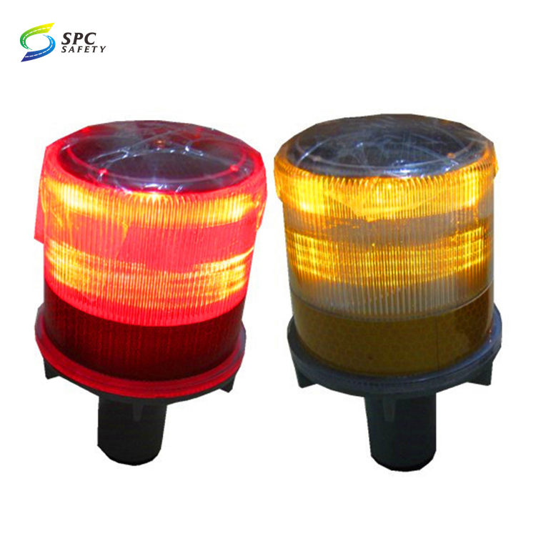 Road highway driveway traffic safety Handheld handle mounted solar power traffic cone barricade Led flashing warning light