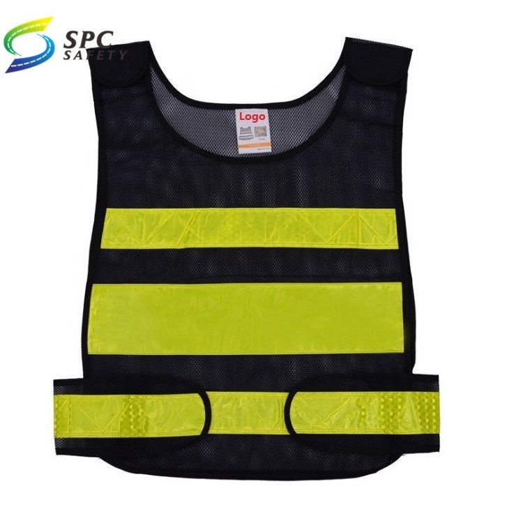 Hot Selling custom Orange Black reflective hi vis safety vest with reflective  construction security work safety vest