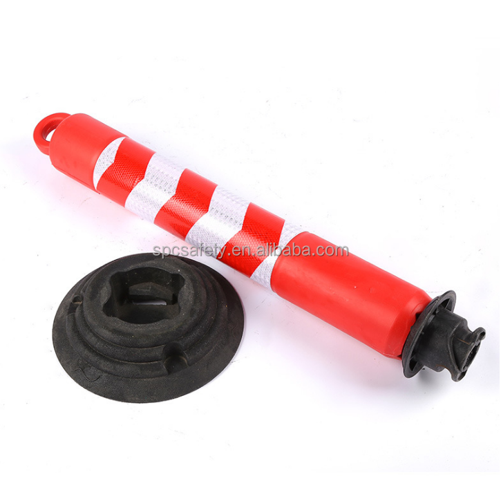 Plastic reflective flexible rebound parking barrier pole marker bollard safety traffic Delineator Warning Post with lifting ring