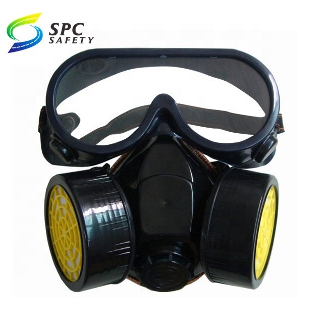 Spray paint polishing industry single activated carbon filter safety protective half face gas mask respirator with goggles