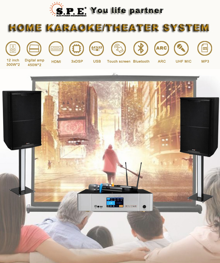 Home theater speaker sound audio karaoke KTV speaker system 12 inch speaker box karaoke amplifier 450W professional audio