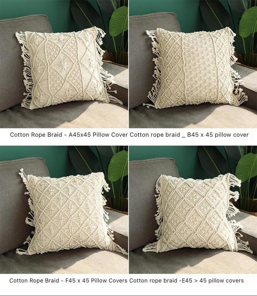 Bohemian Handmade Cotton Macrame Throw Pillow Cases Cover Pillowcases With Tassels For Bed Sofa Couch Bench