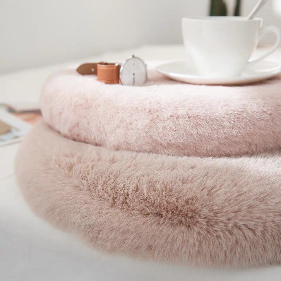 Super Soft Round Faux Rabbit Fur Seat Cushion Memory foam seat cushion For Bench Floor