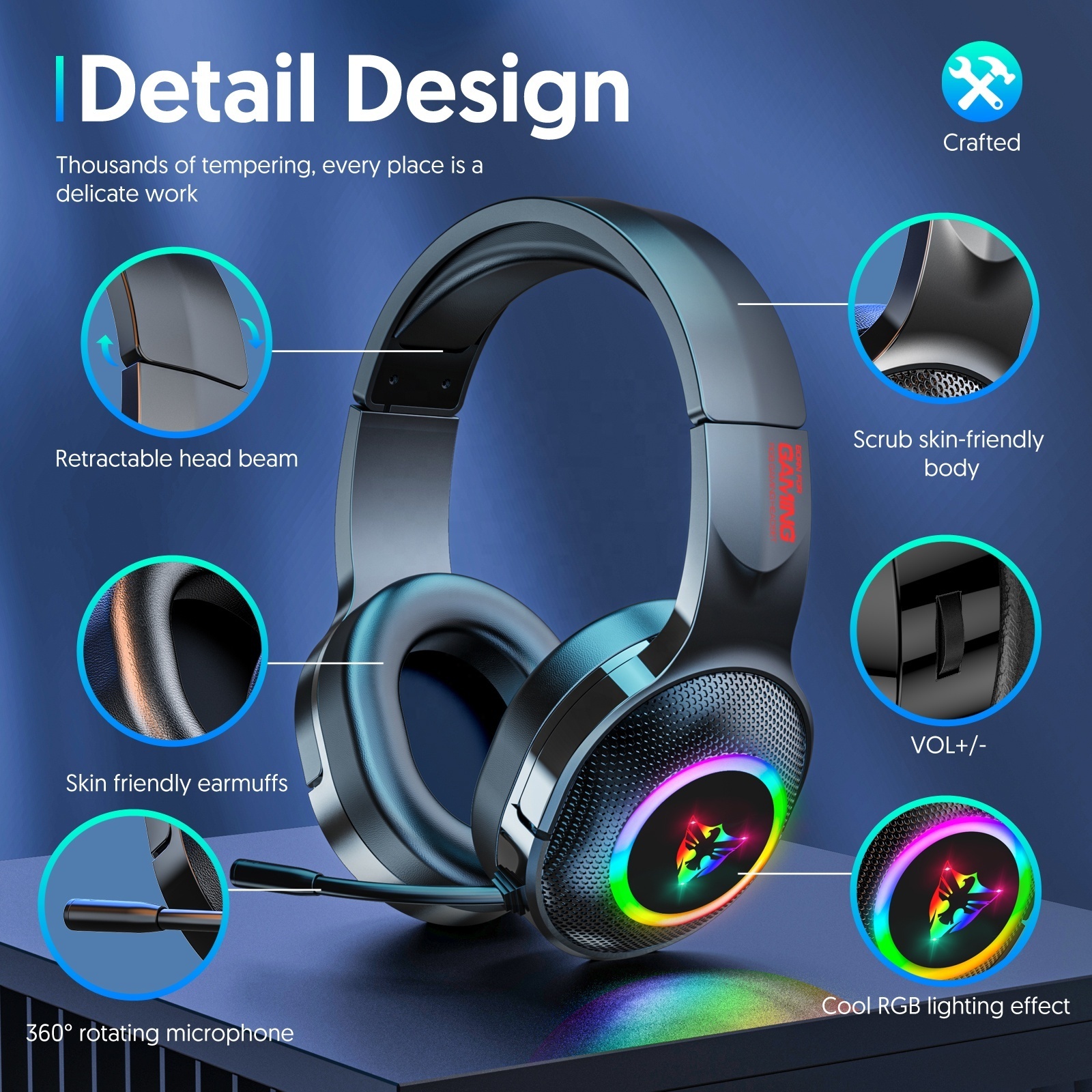 Customized  rgb LED light/LED lights Wired Gaming  earphone  Headphones Gamer Headsets  For  Laptop Tablet Gifts PC 3.5mm PS4