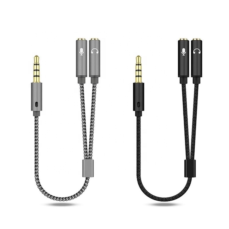 2 In 1 Cable Adapter Splitter 3.5mm Audio Earphone Headset To 2 Female Jack Headphone Mic Audio Cable For Mobile Phone