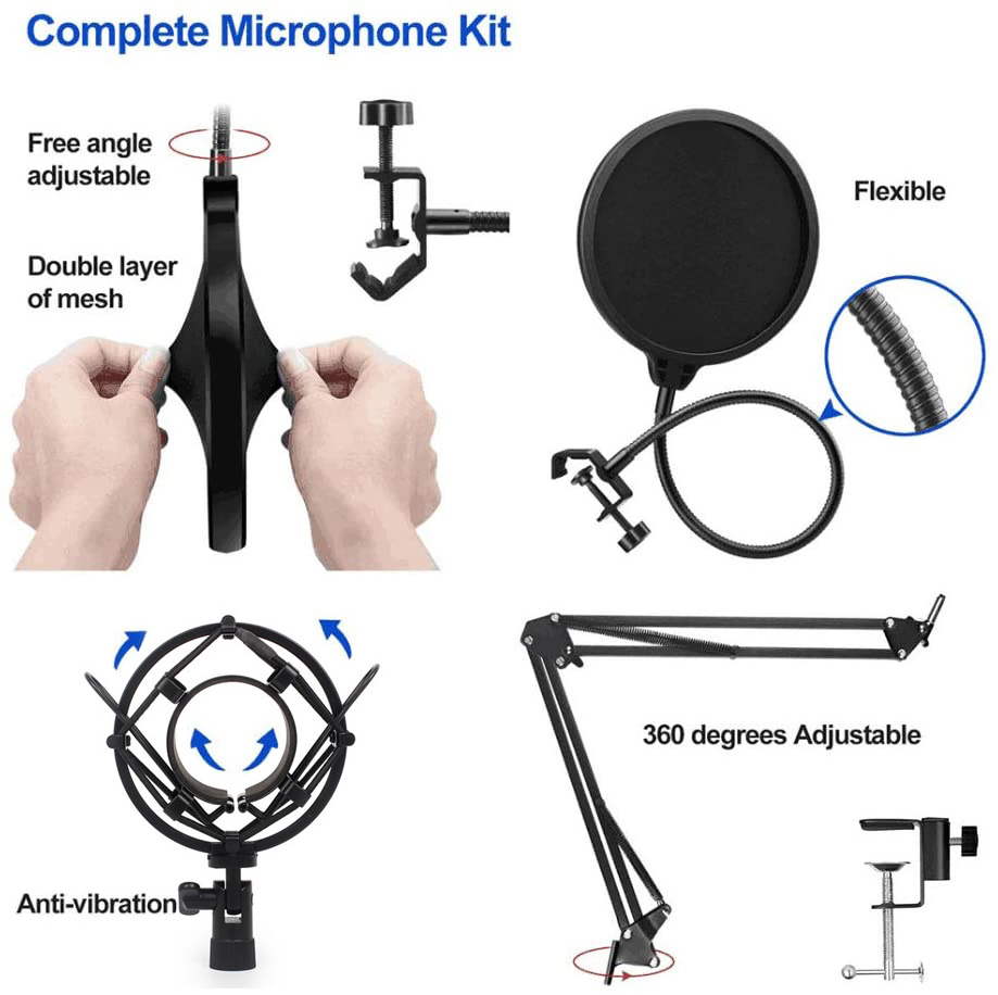 BM800 All in One Podcast Soundcards Podcast Live Streaming Equipment Audio Mixers With XLR Mic Condenser Microphone