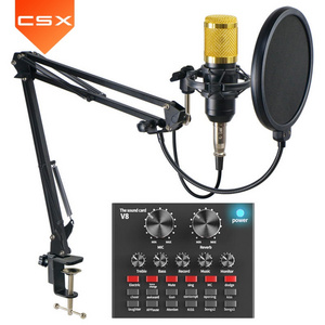 BM800 All in One Podcast Soundcards Podcast Live Streaming Equipment Audio Mixers With XLR Mic Condenser Microphone