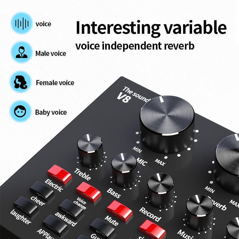 BM800 All in One Podcast Soundcards Podcast Live Streaming Equipment Audio Mixers With XLR Mic Condenser Microphone