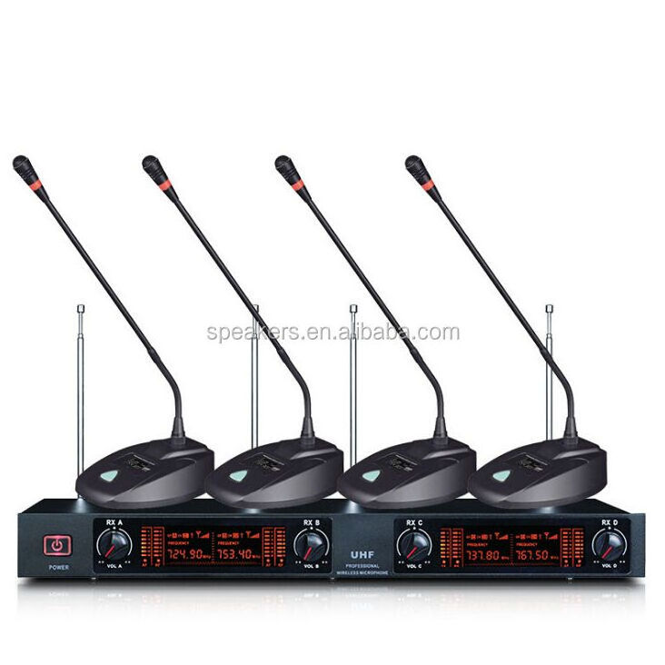 Lowest Factory Price 4 Channels UHF Wireless Gooseneck  Karaoke Microphone System for Meeting