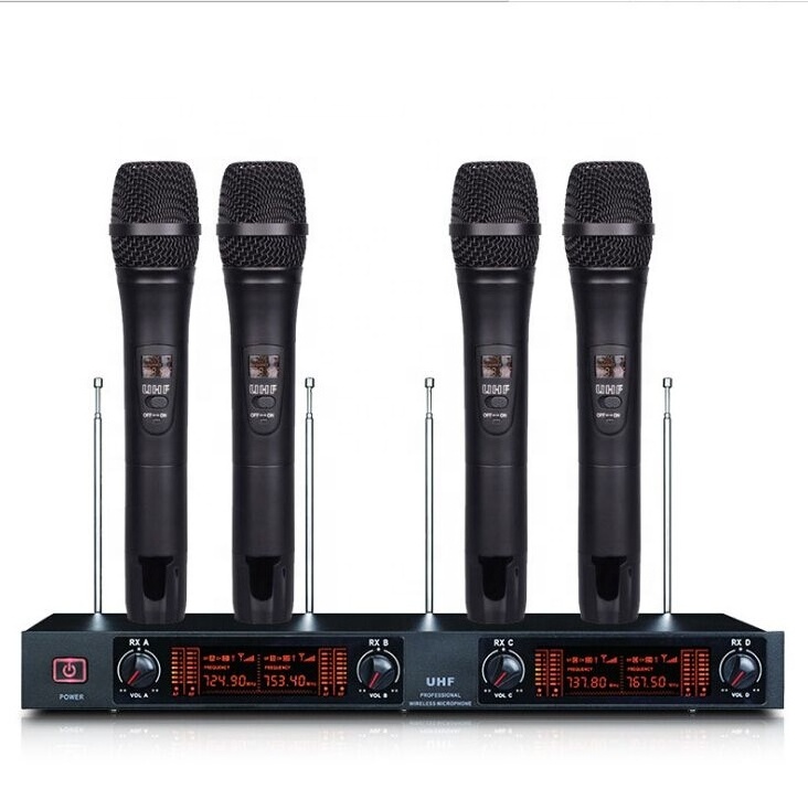 Lowest Factory Price 4 Channels UHF Wireless Gooseneck  Karaoke Microphone System for Meeting