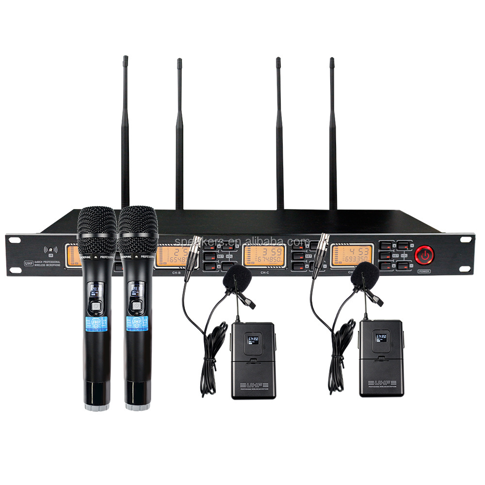 Lowest Factory Price 4 Channels UHF Wireless Gooseneck  Karaoke Microphone System for Meeting