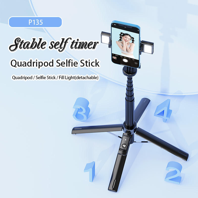 Best Seller Tripod P135 Wide Angle Shooting 135cm Long Stainless Steel Stable Keel Structure Selfie Stick with Remote and Led