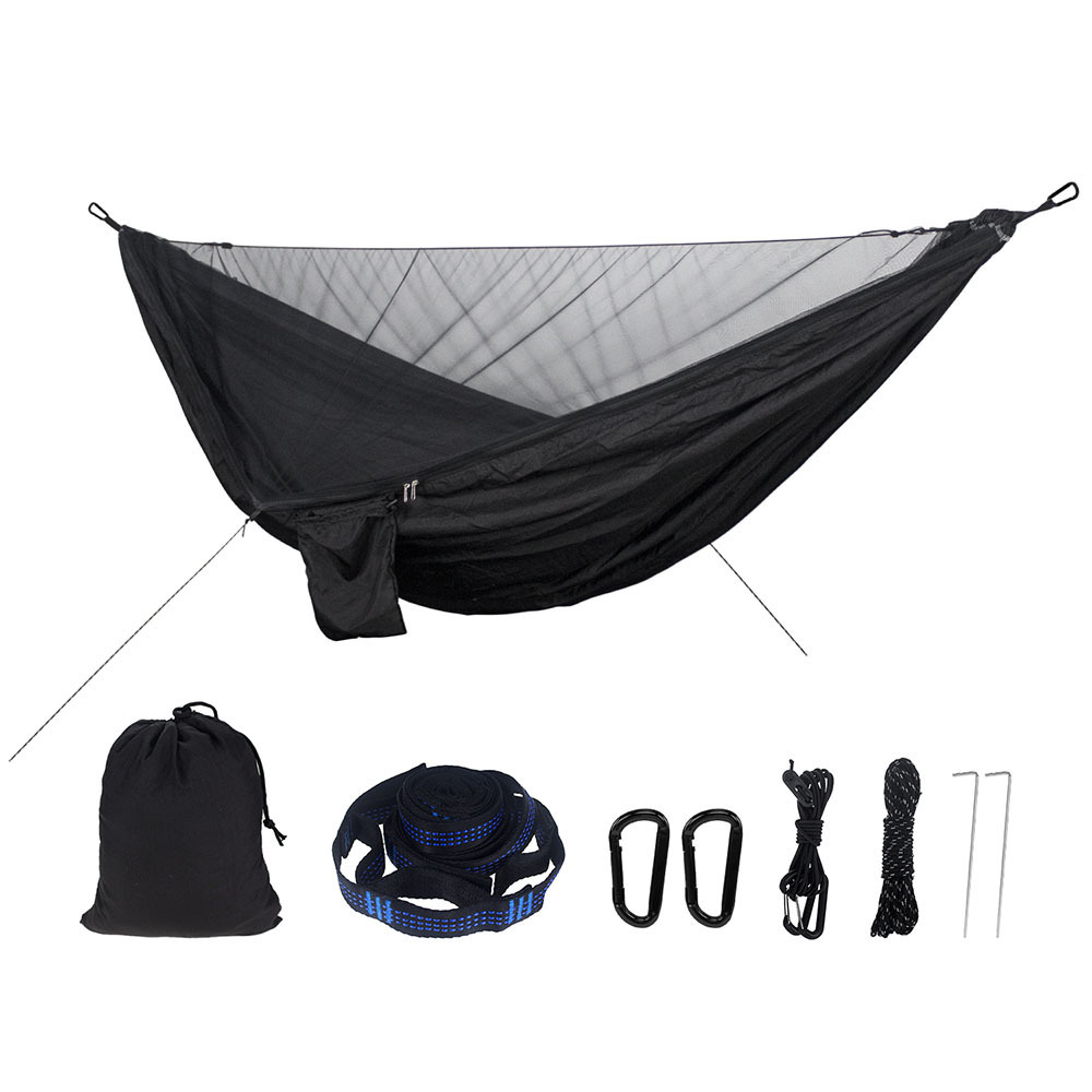 HA-010  Portable Ultralight nylon taffeta camping hammock hiking swing folding hammock with mosquito net