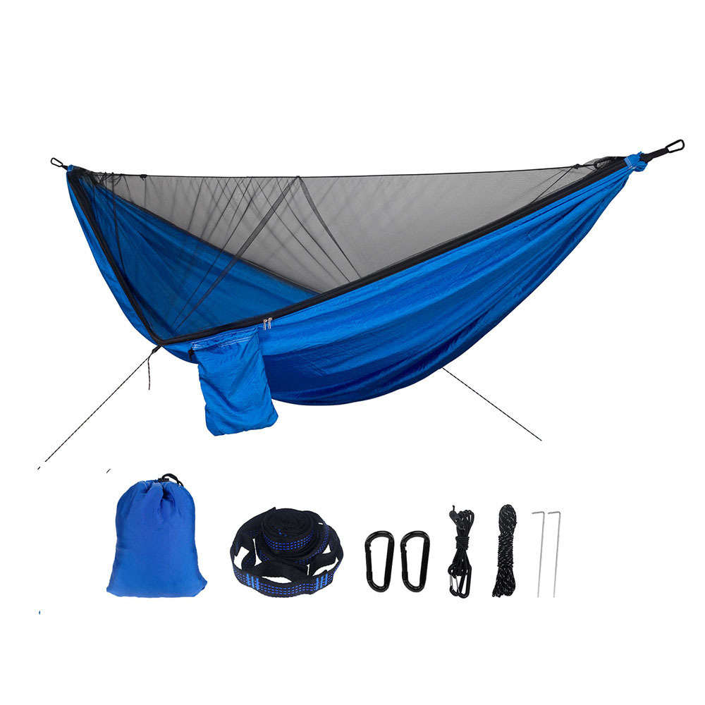 HA-010  Portable Ultralight nylon taffeta camping hammock hiking swing folding hammock with mosquito net