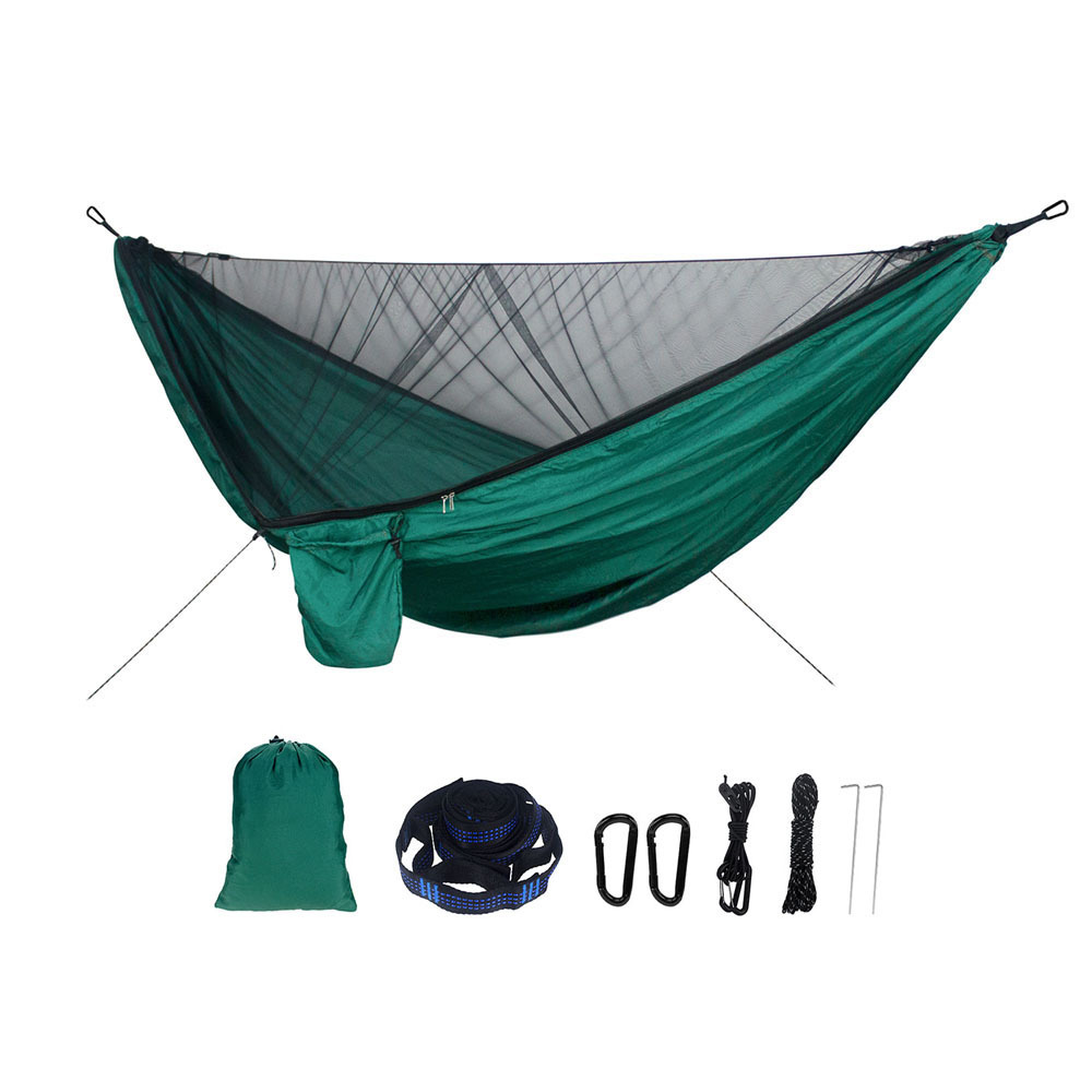 HA-010  Portable Ultralight nylon taffeta camping hammock hiking swing folding hammock with mosquito net