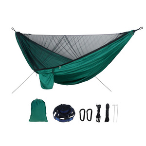 HA-010  Portable Ultralight nylon taffeta camping hammock hiking swing folding hammock with mosquito net