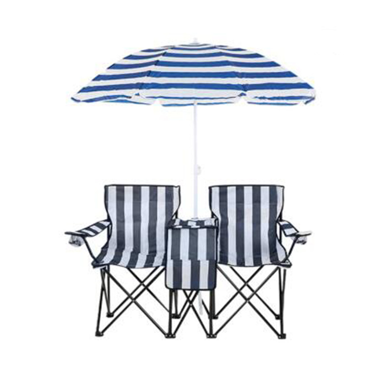 TBCS-249  Table Cooler Portable Folding Chairs Beach Picnic Double Folding Table Chair and Umbrella