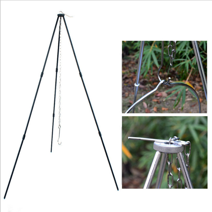 Outdoor cooking tools Hanging Cast Iron Camping Fire Tripod Hiking Hanging pot bracket