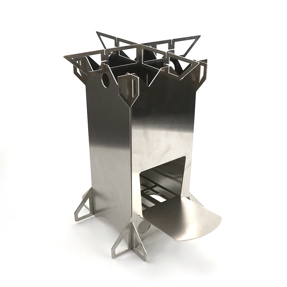 sp-658  Custom portable stainless steel rocket stove camping folding wood  barbecue stove outdoor stove