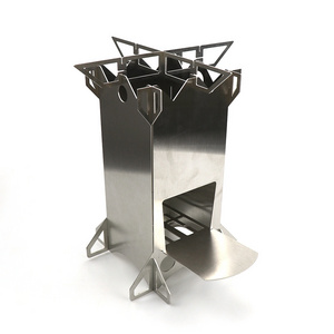 sp-658  Custom portable stainless steel rocket stove camping folding wood  barbecue stove outdoor stove