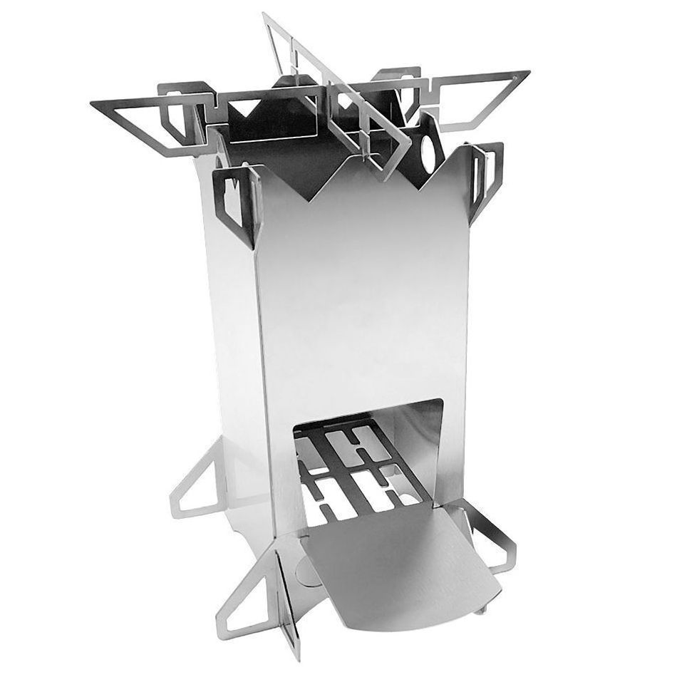 sp-658  Custom portable stainless steel rocket stove camping folding wood  barbecue stove outdoor stove