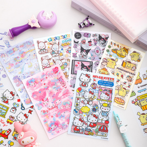 Japanese Cute Cartoon Anime Sanrio Kulomi Cinnamon Melody Hello Kitty Pochacco PET Stickers For Kids