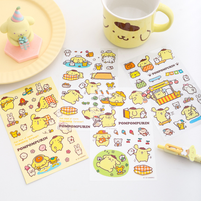 Japanese Cute Cartoon Anime Sanrio Kulomi Cinnamon Melody Hello Kitty Pochacco PET Stickers For Kids