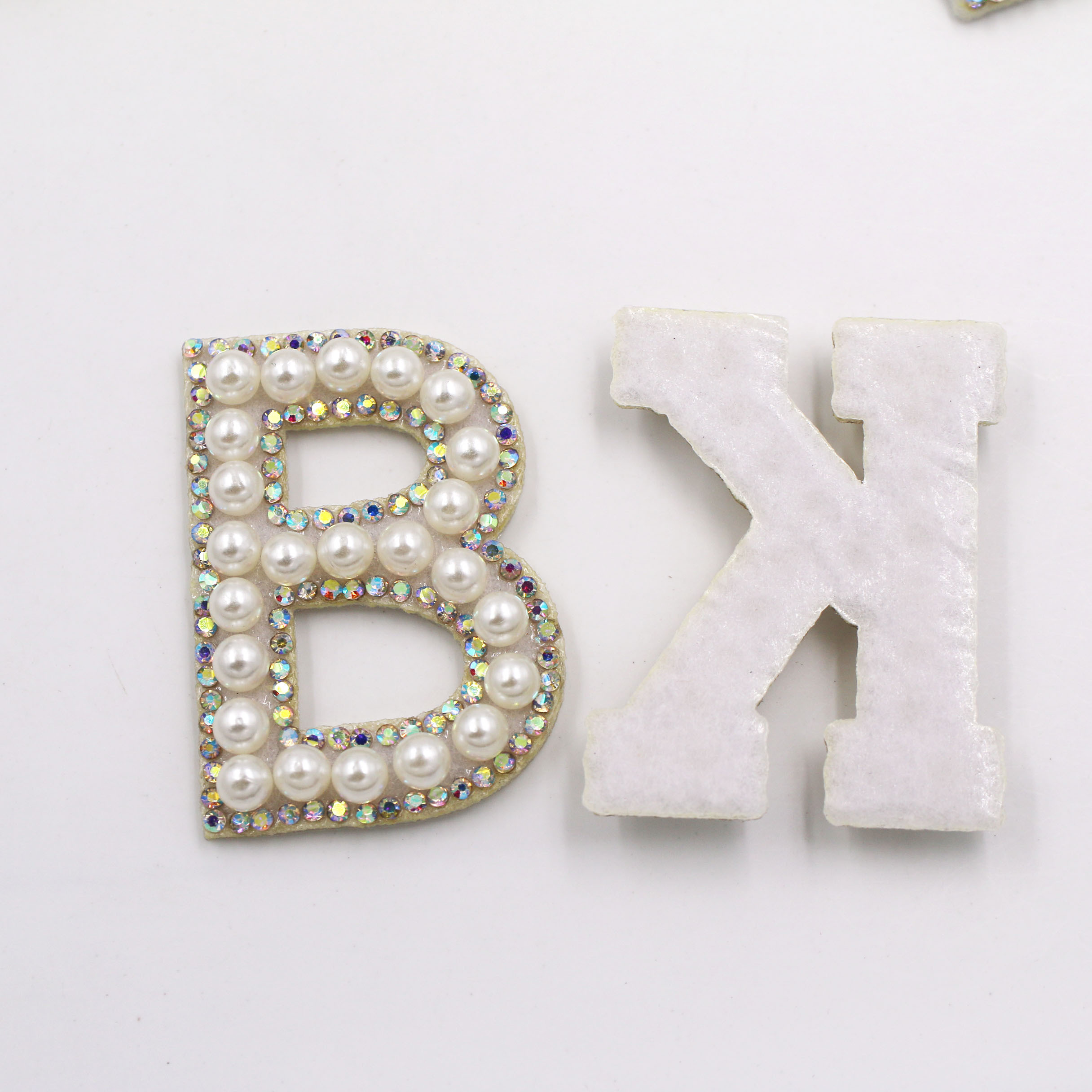 Letter Sets A-Z 26 a Set Self Adhesive Alphabet Applique Patch Rhinestones Pearls Patches