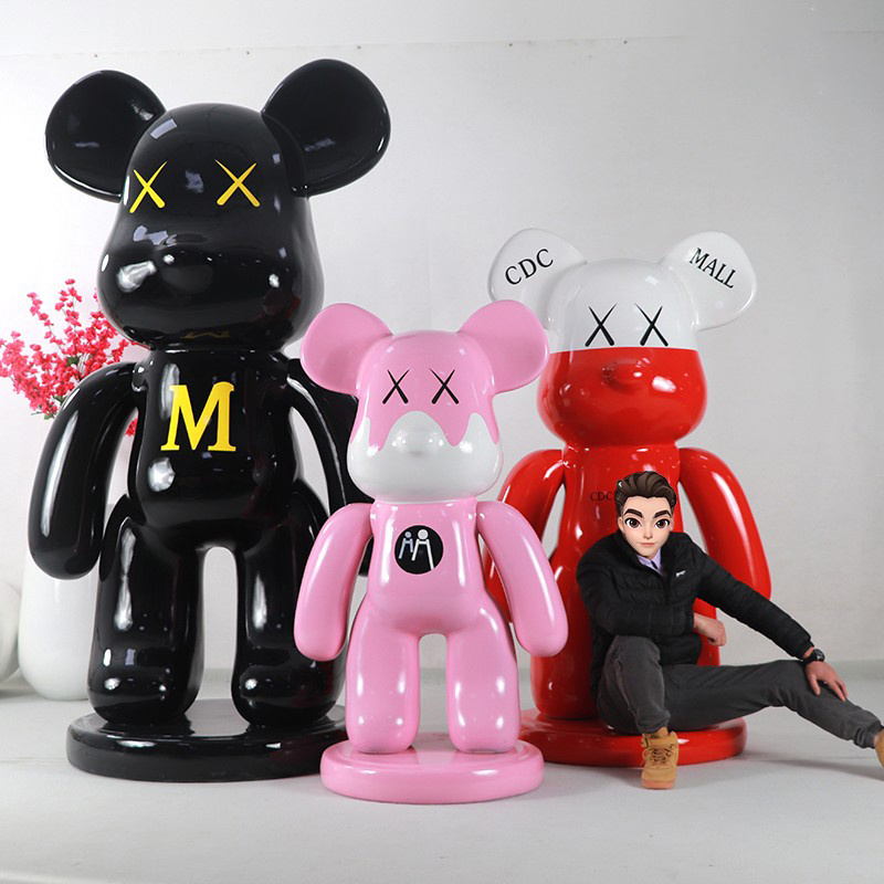 Modern Cartoon Resin Bearbrick 1000 Bear Brick Statue Fiberglass Statue Gloomy Bear Brick