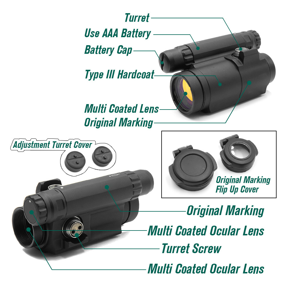 Tactical M5 Red Dot Sight Scope w/FDE FAST Mount 2.26