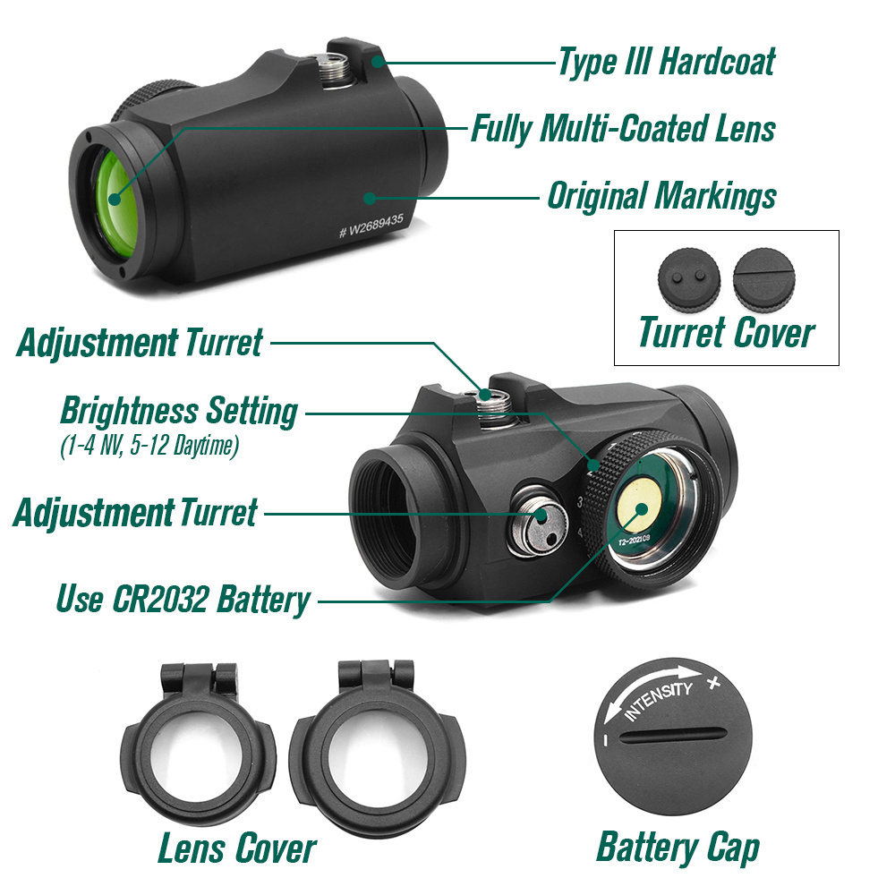 Tactical Sight 1X22 Red Dot Reflex Sight w/Black 2.26