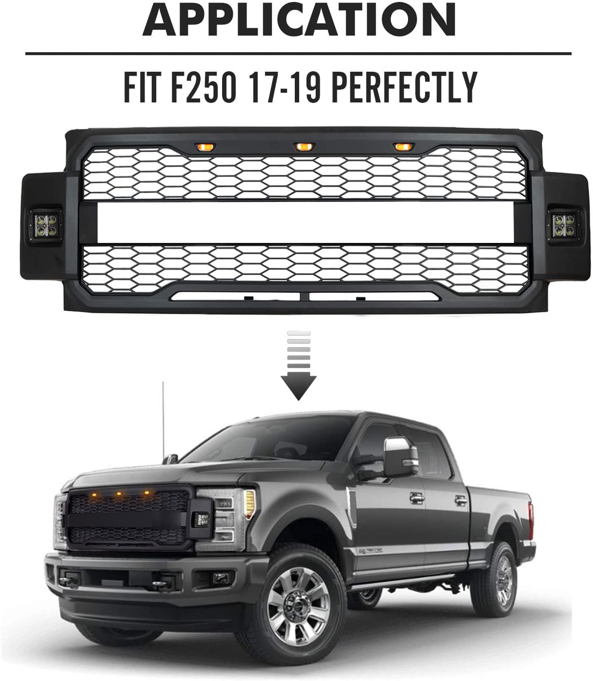 Spedking 2017 2018 2019 2020 Front Bumper Grille Raptor Grille Front racing grille with light for FORD F250 f350 f450