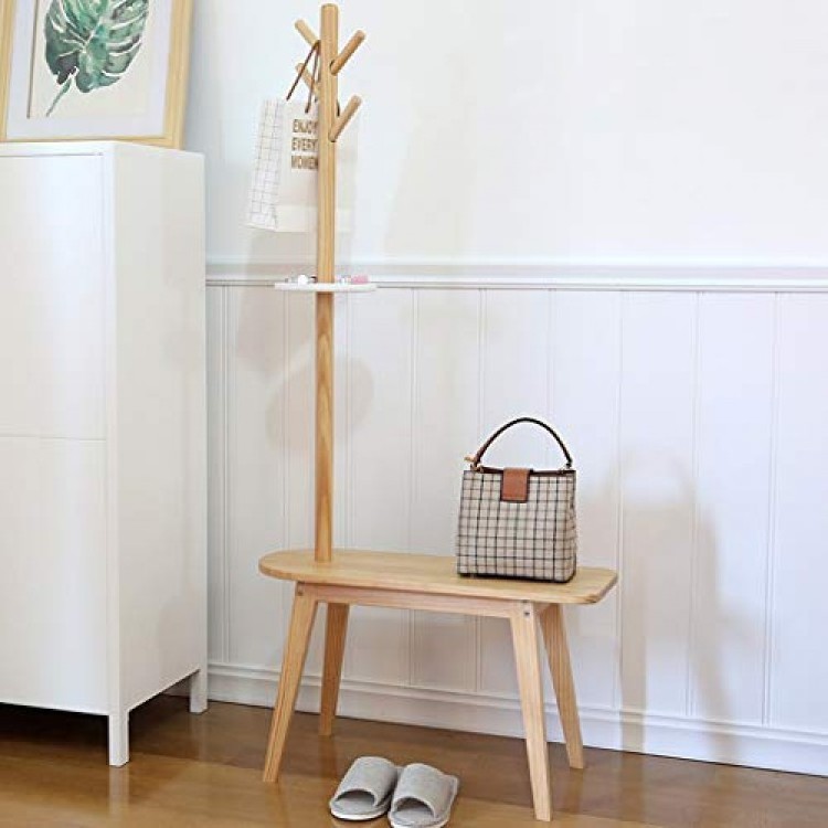 Free Standing Coat Hat Rack, Shoe Bench, Storage , Wooden Modern Multi-Function Adult Kidss Hanger