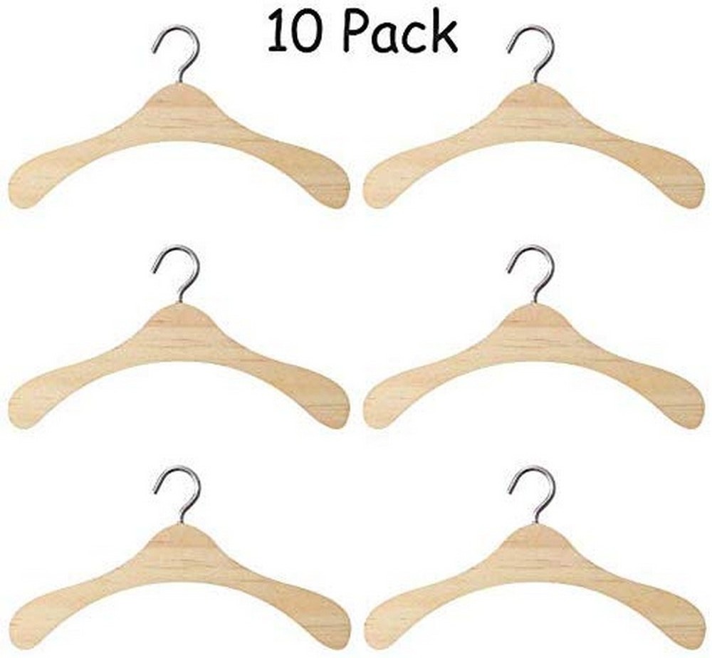 12CM Wooden Non-Slip Space Saving Mini Laundry Hook Clothes Hangers Drying Rack for Dolls Shirts Dresses Sweaters