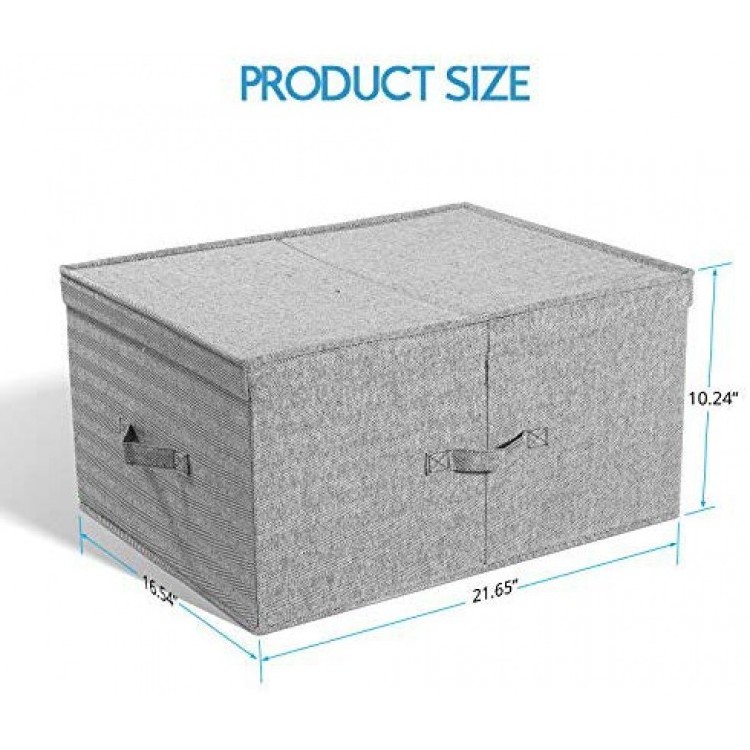 Folding Fabric Storage Box Ottoman Bench Foot Rest Toy Box with Lift Top Lids Non-woen Compartment Drawers for Bedroom Living