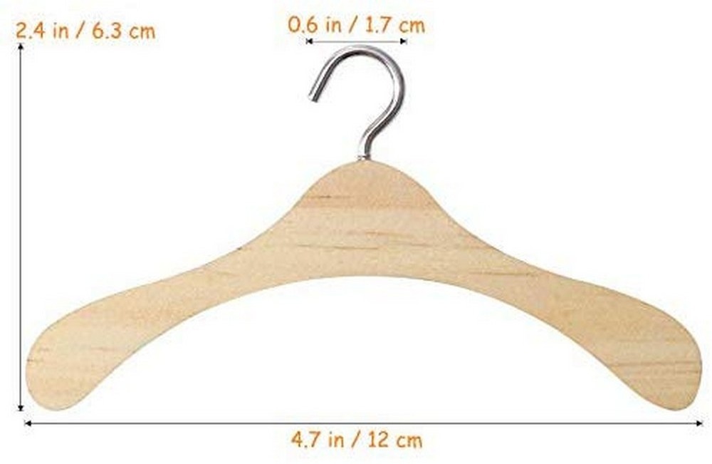 12CM Wooden Non-Slip Space Saving Mini Laundry Hook Clothes Hangers Drying Rack for Dolls Shirts Dresses Sweaters