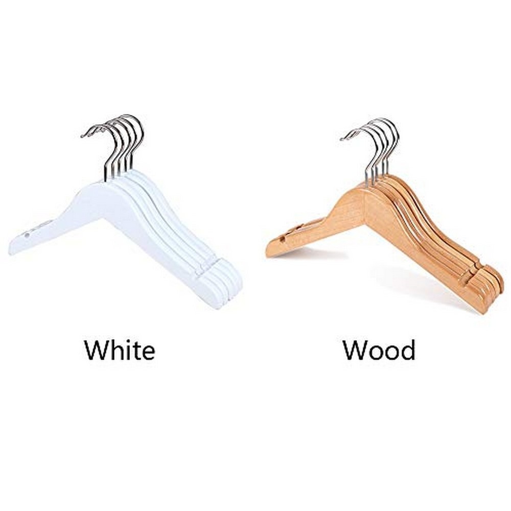 Kids Baby Children Toddler Wooden Shirt Coat Dress Hangers Non-Slip Clothes Racks with Notches and Anti-Rust 360 Degree Swivel