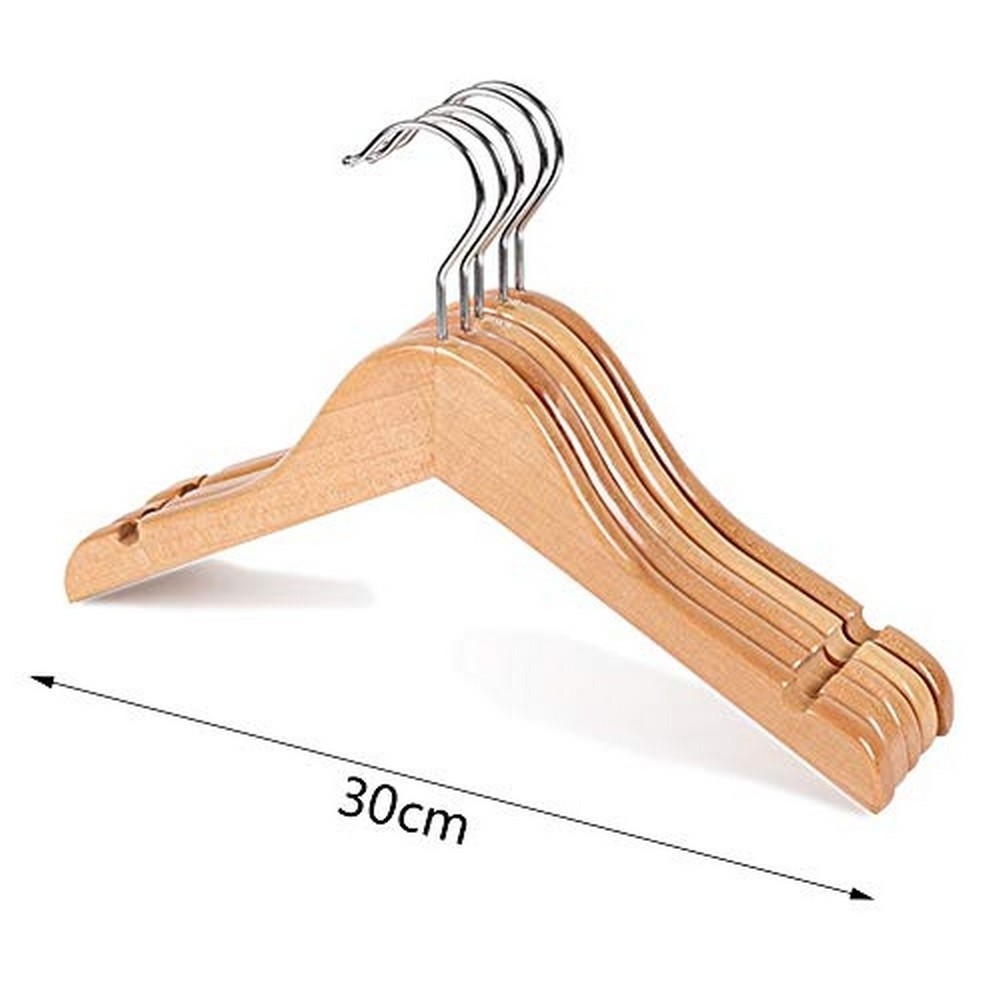 Kids Baby Children Toddler Wooden Shirt Coat Dress Hangers Non-Slip Clothes Racks with Notches and Anti-Rust 360 Degree Swivel