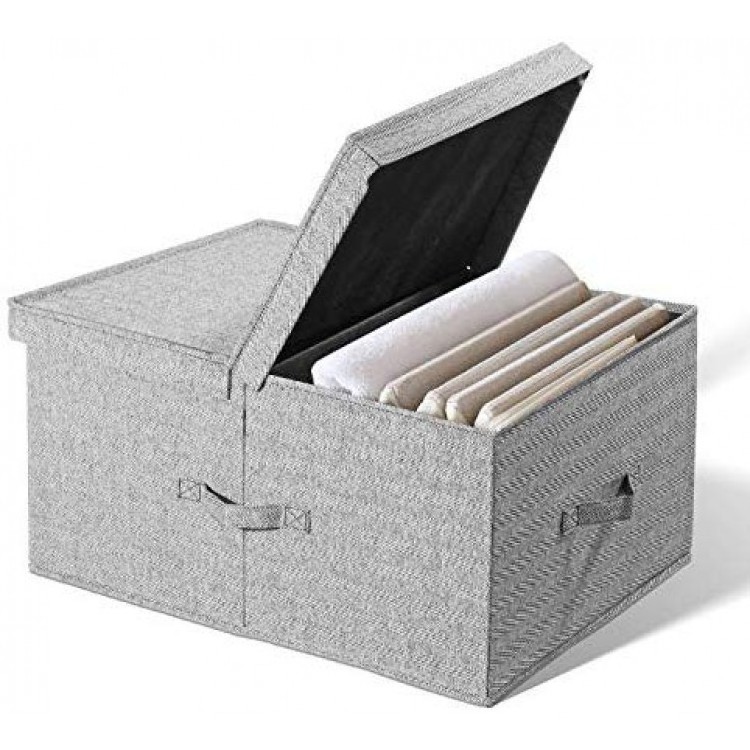 Folding Fabric Storage Box Ottoman Bench Foot Rest Toy Box with Lift Top Lids Non-woen Compartment Drawers for Bedroom Living