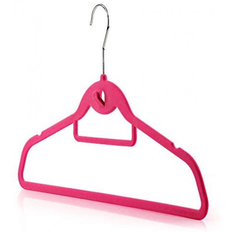 20 Pink 18inch Flocked Velvet Non Slip Coat Clothes Garment Hangers Pants Bar Cascading Multi Hook