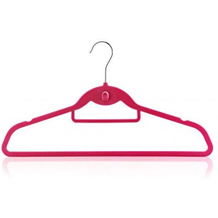 20 Pink 18inch Flocked Velvet Non Slip Coat Clothes Garment Hangers Pants Bar Cascading Multi Hook