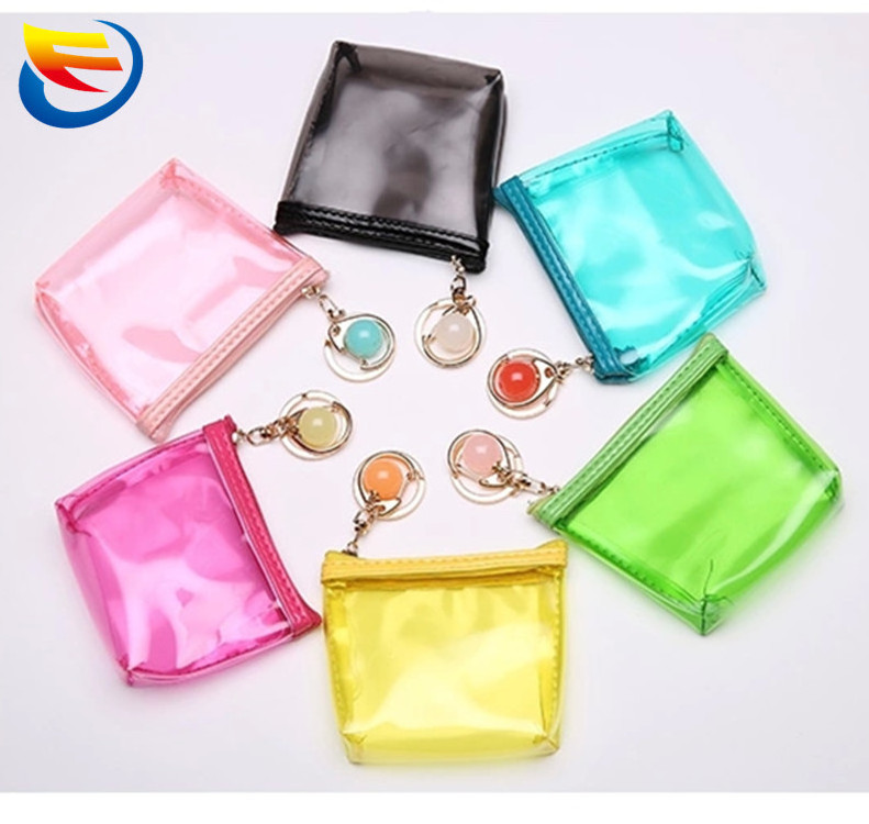 Promotional lovely zipper pvc coin bag waterproof cute mini transparent coin purse for Kids