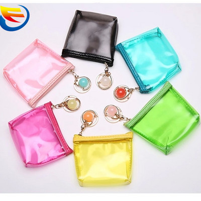 Promotional lovely zipper pvc coin bag waterproof cute mini transparent coin purse for Kids